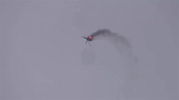 İdlib’de Esad rejiminin helikopteri vuruldu!